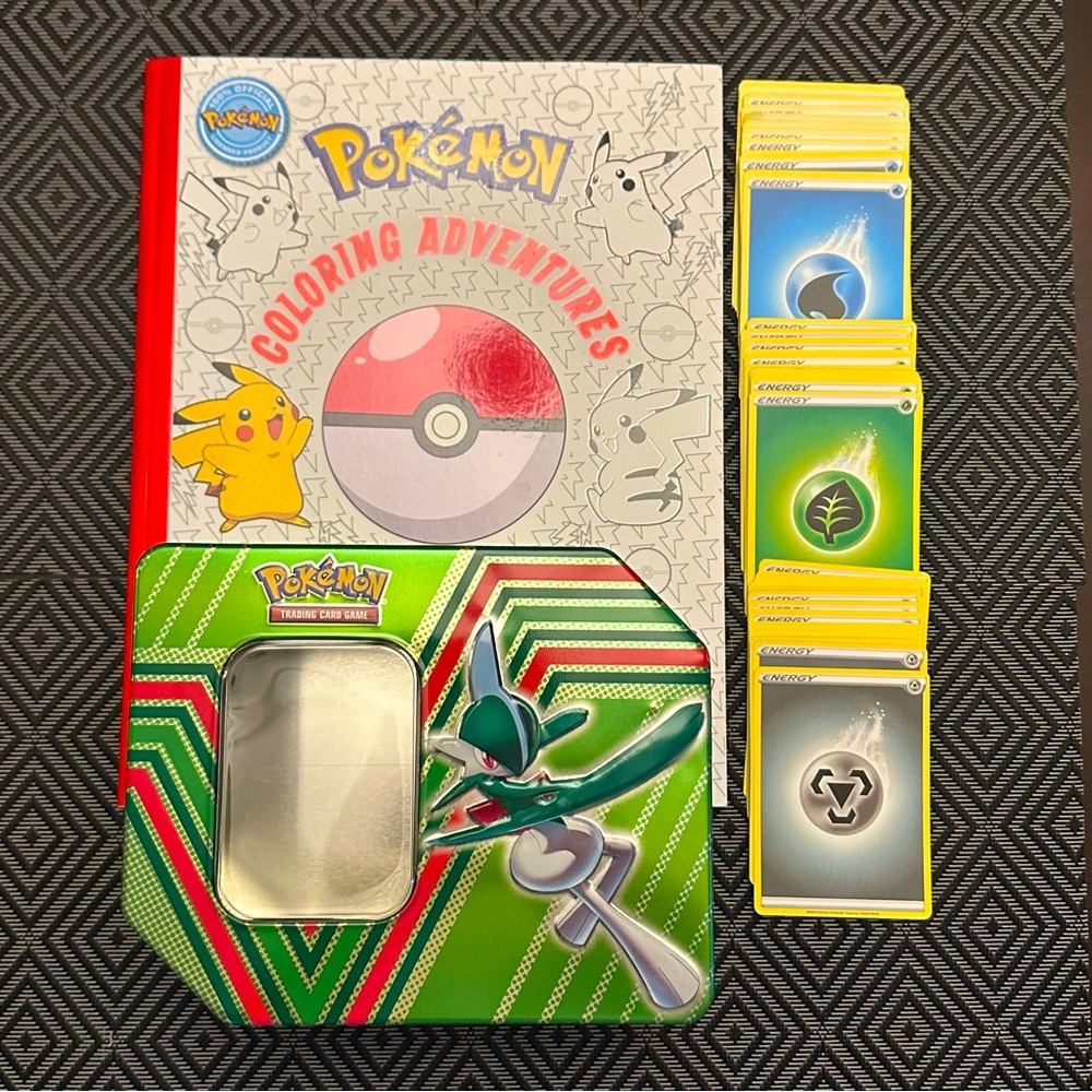 Pokémon 45 Energy Cards, Tin & Coloring Book Bundle